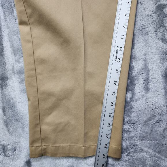LL Bean Pants Mens 40x28 Tan Khaki Classic Fit Flat Front Chinos Pockets Office‎ - Picture 9 of 11